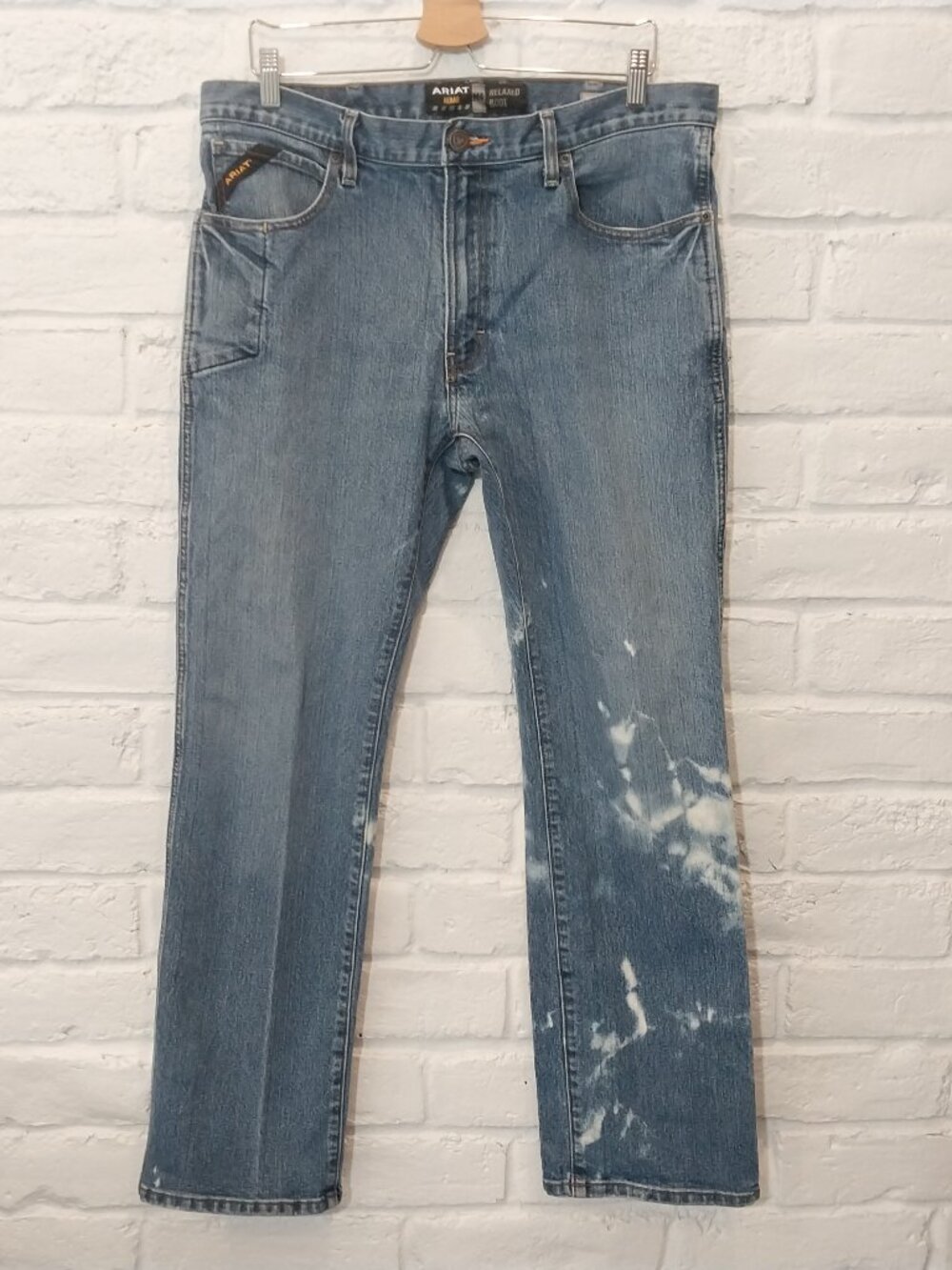 Ariat M4 Rebar Jeans 35x32 Relaxed Boot Blue Western Work Workwear Mid Rise